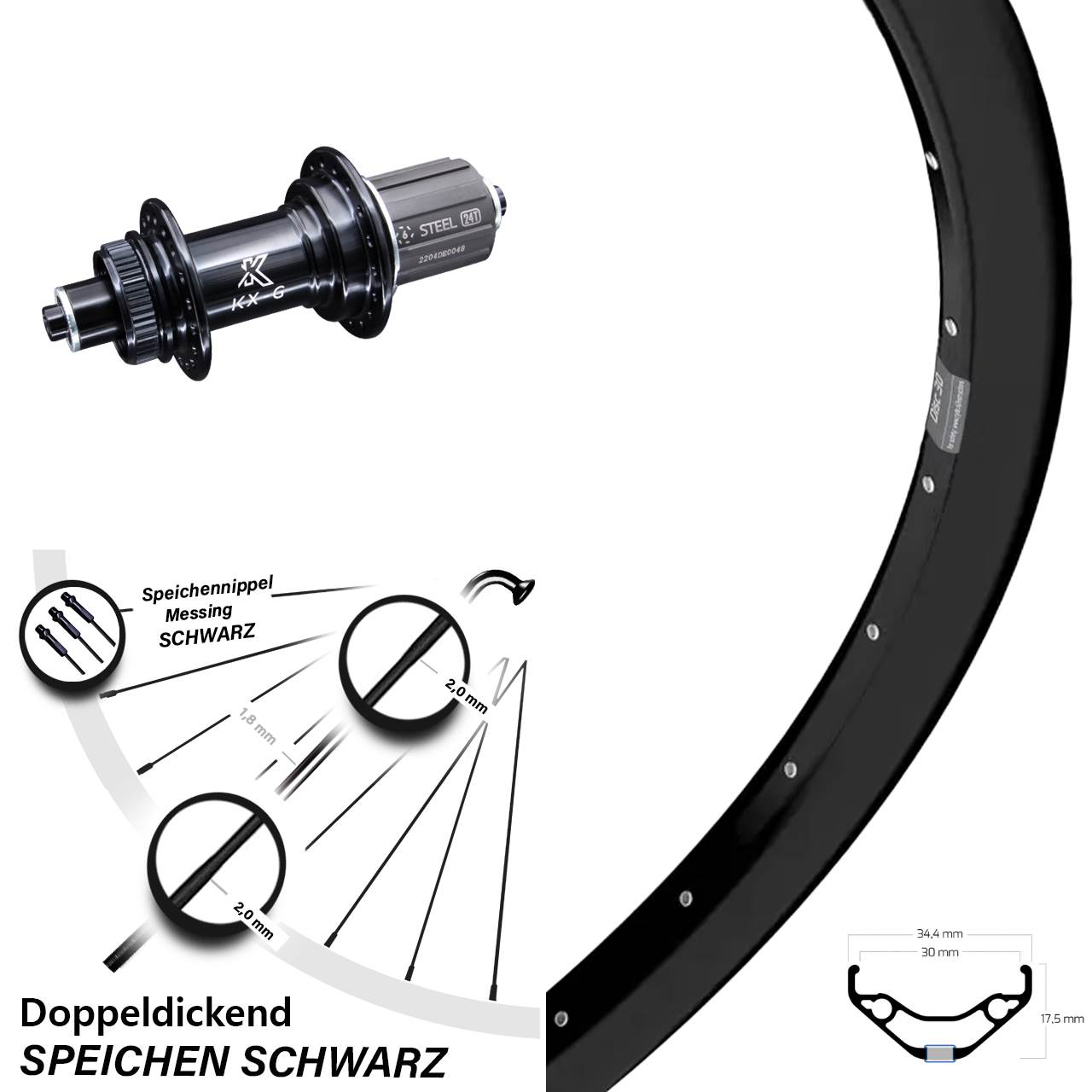 29 Zoll Hinterrad Ryde Disc 30 KX-GS 8-12 fach