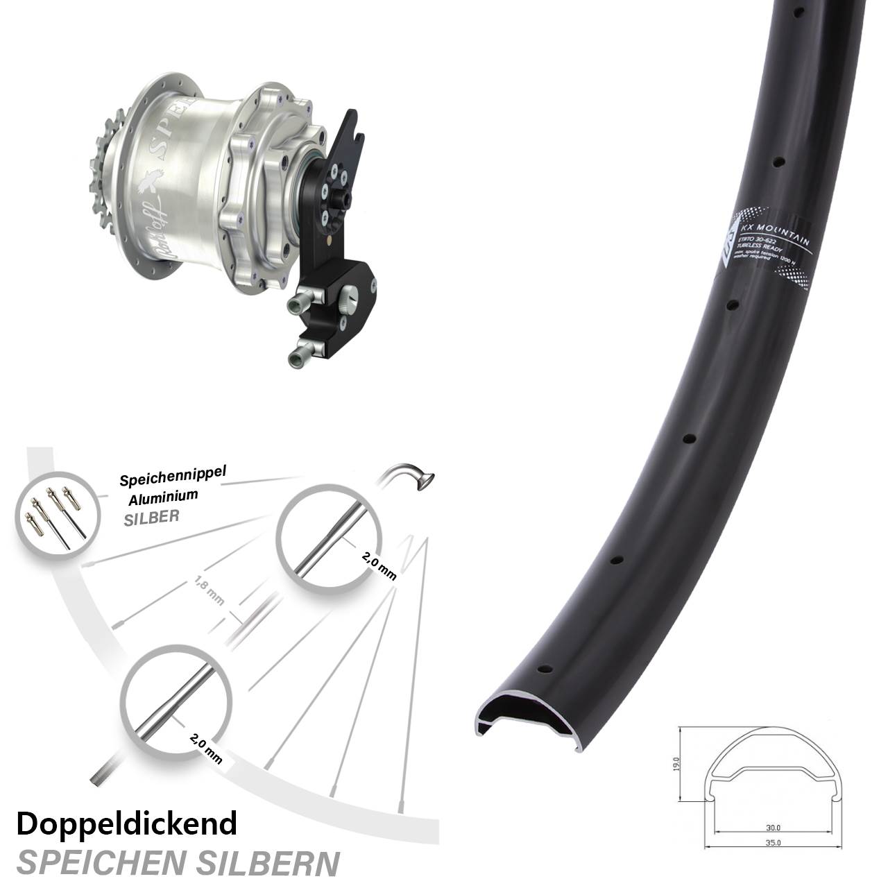 KX Mountain Rohloff Speedhub CC DB OEM2 29 Zoll Disc Hinterrrad