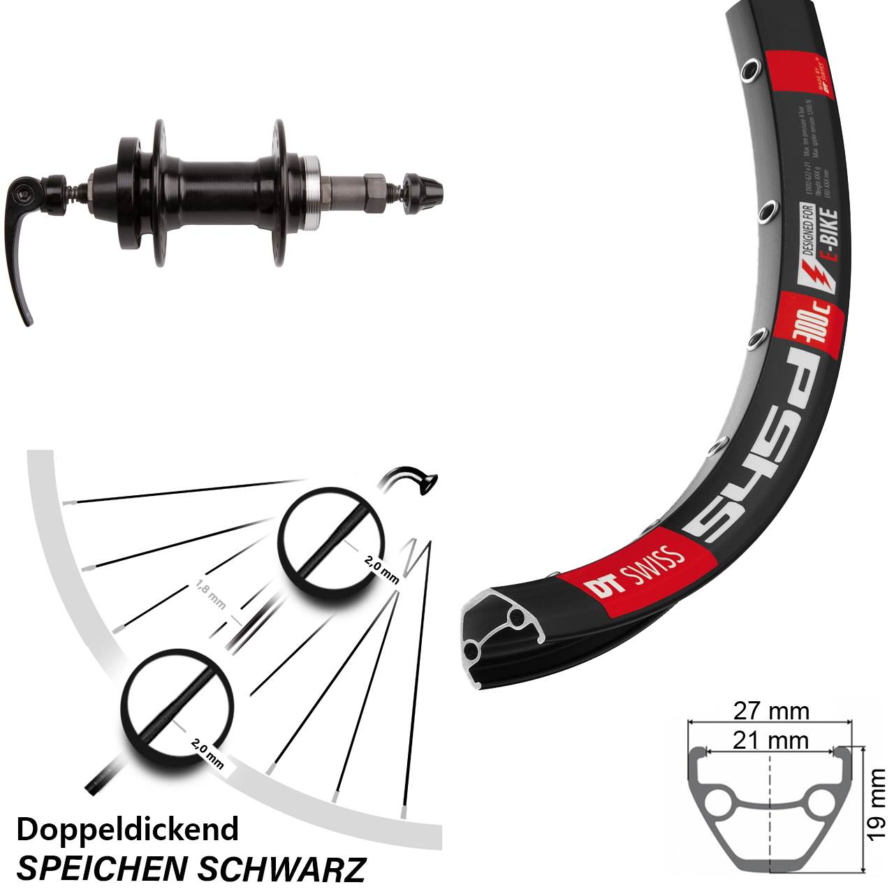 DT Swiss 545 Novatec 28 Zoll 6-Loch Hinterrad für Schnellspanner Schraubkranz
