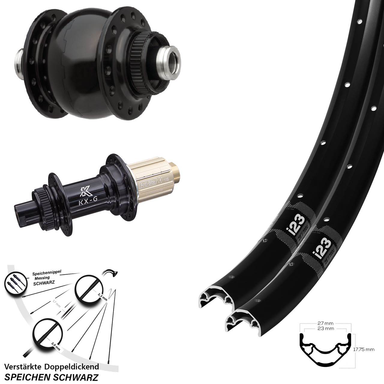 Laufradsatz Centerlock 12x100/142 29 Zoll WTB i23 KX-G SON 28 8-12 fach HG
