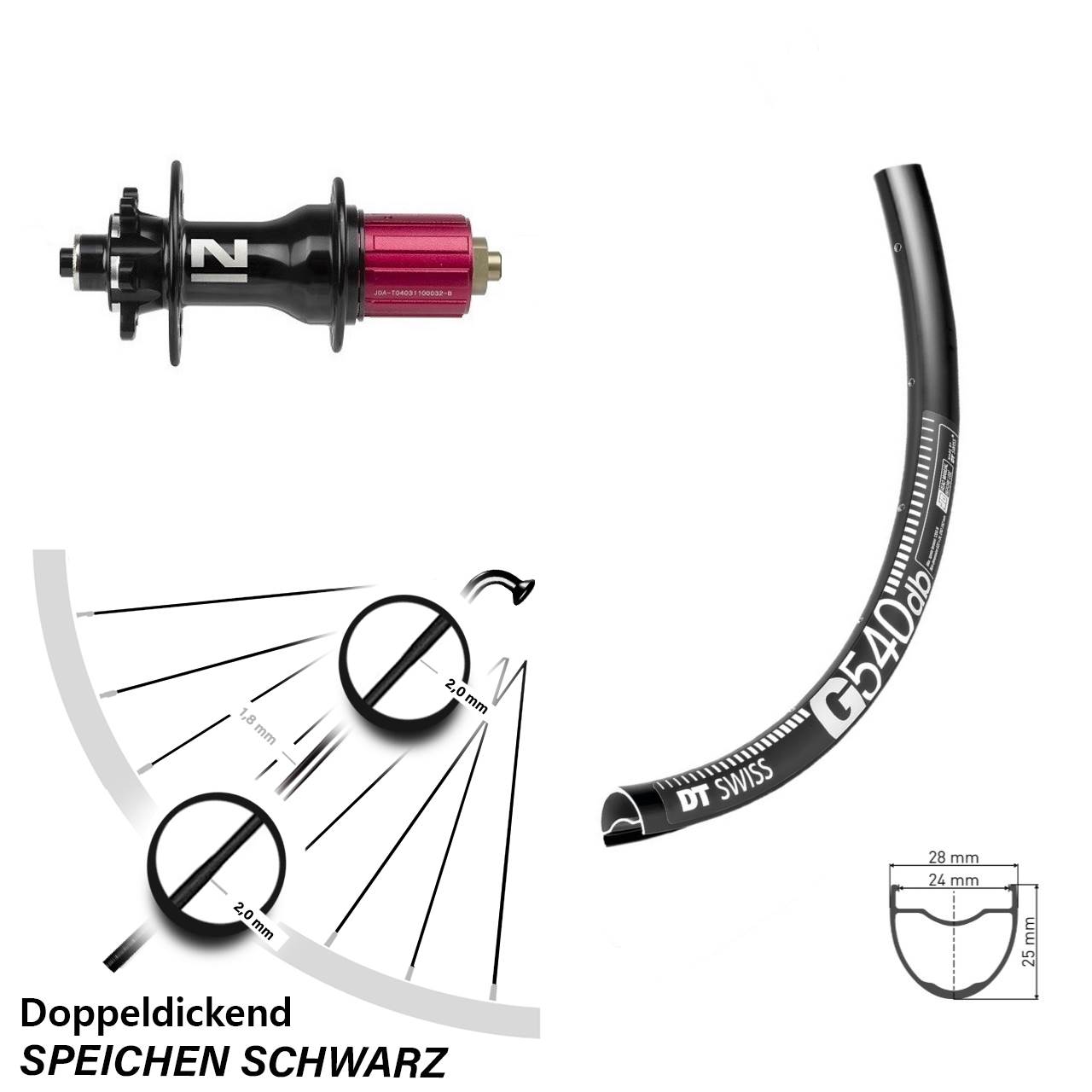Disc Laufrad 27,5 Zoll DT Swiss G 540 Novatec D792 8-12 fach für Schnellspanner