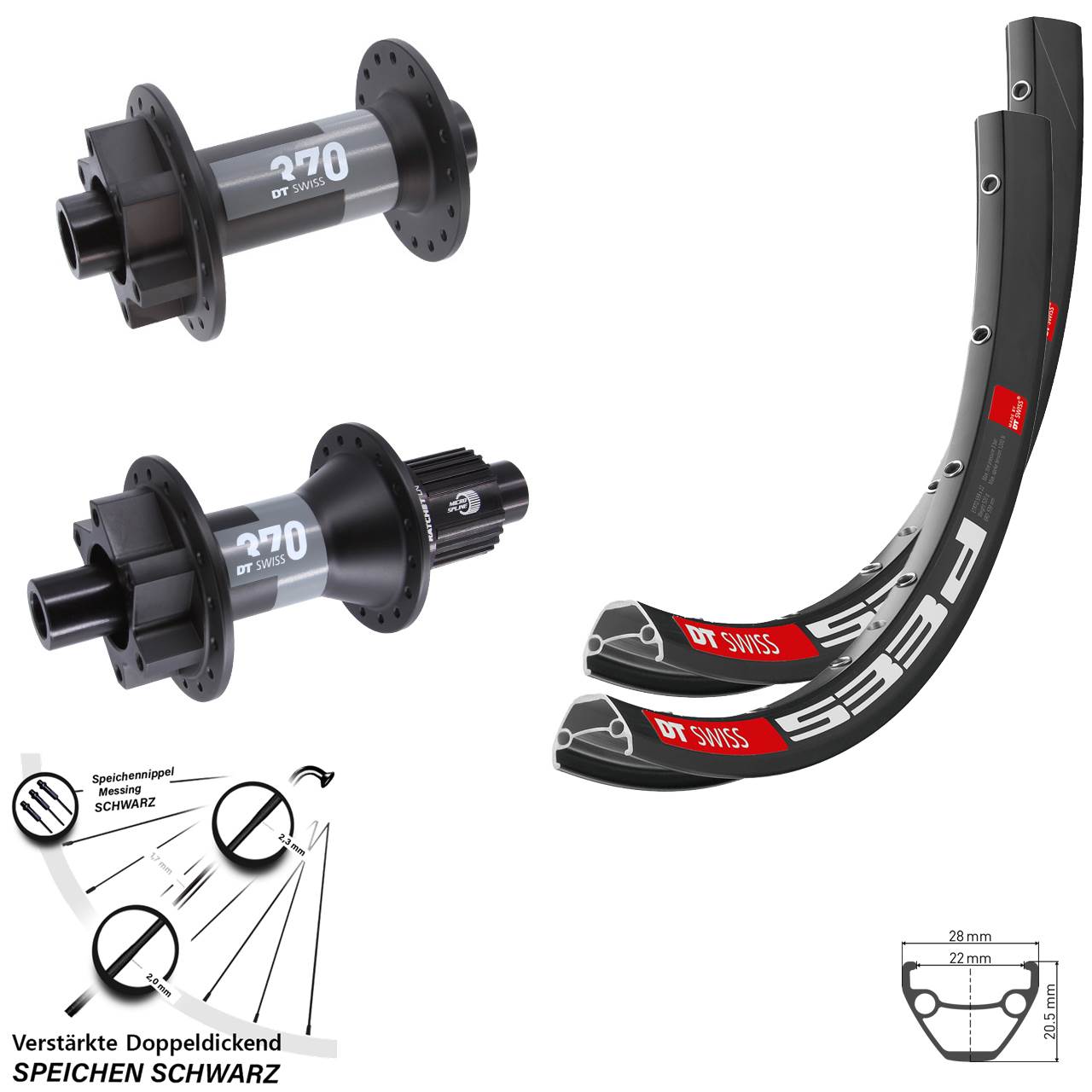 Disc Laufradsatz 15x110 12x148 27,5 Zoll DT Swiss 533d-370 Shimano Micro Spline