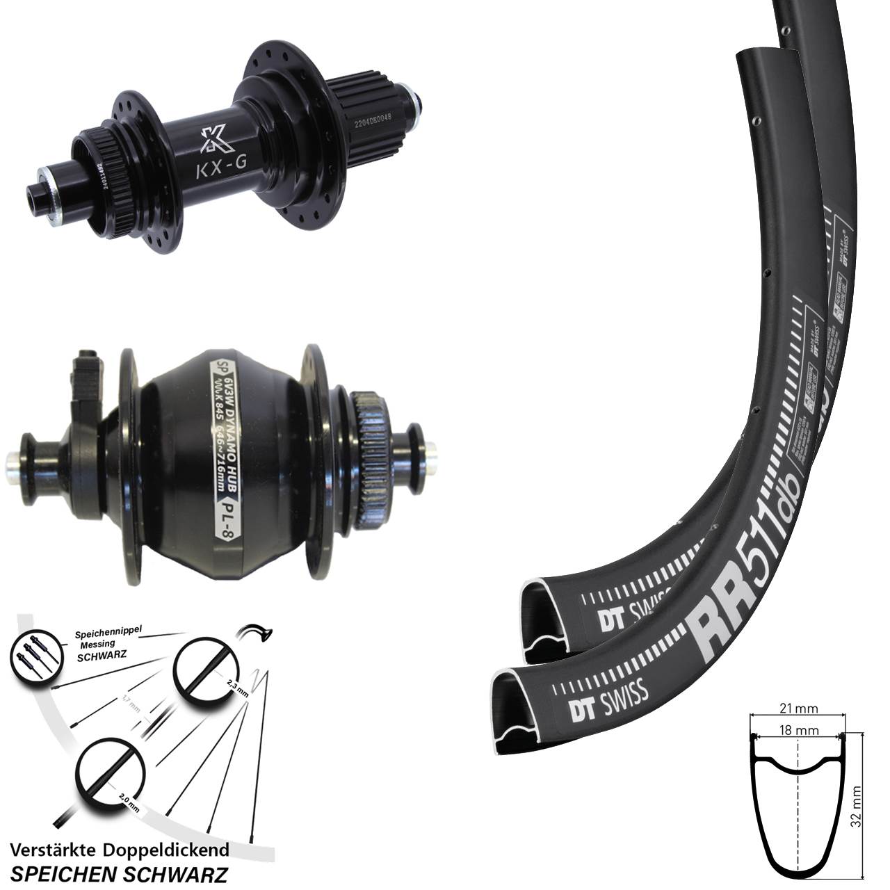 Laufradsatz Centerlock 28 Zoll DT Swiss RR 511 KX-GS verstärkt Shutter Precision PL-8 Micro Spline QR