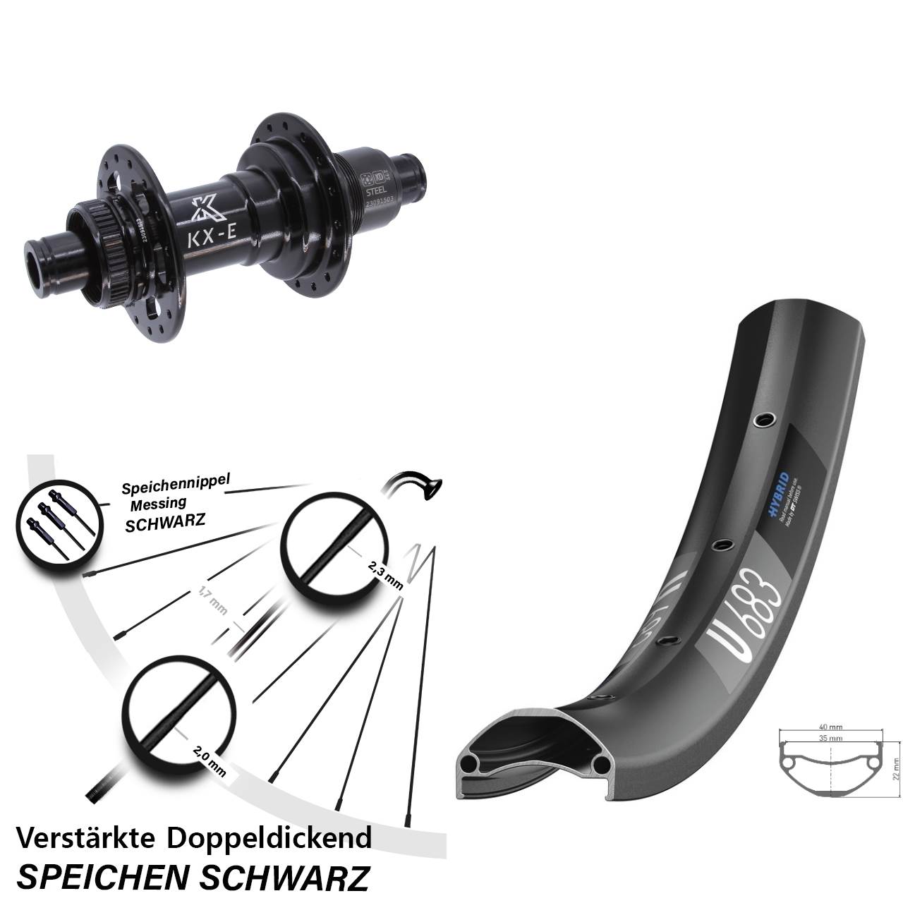 DT Swiss U683 KX-E Heavy Duty 27,5 Zoll Disc Laufrad 12x148 Boost SRAM XD