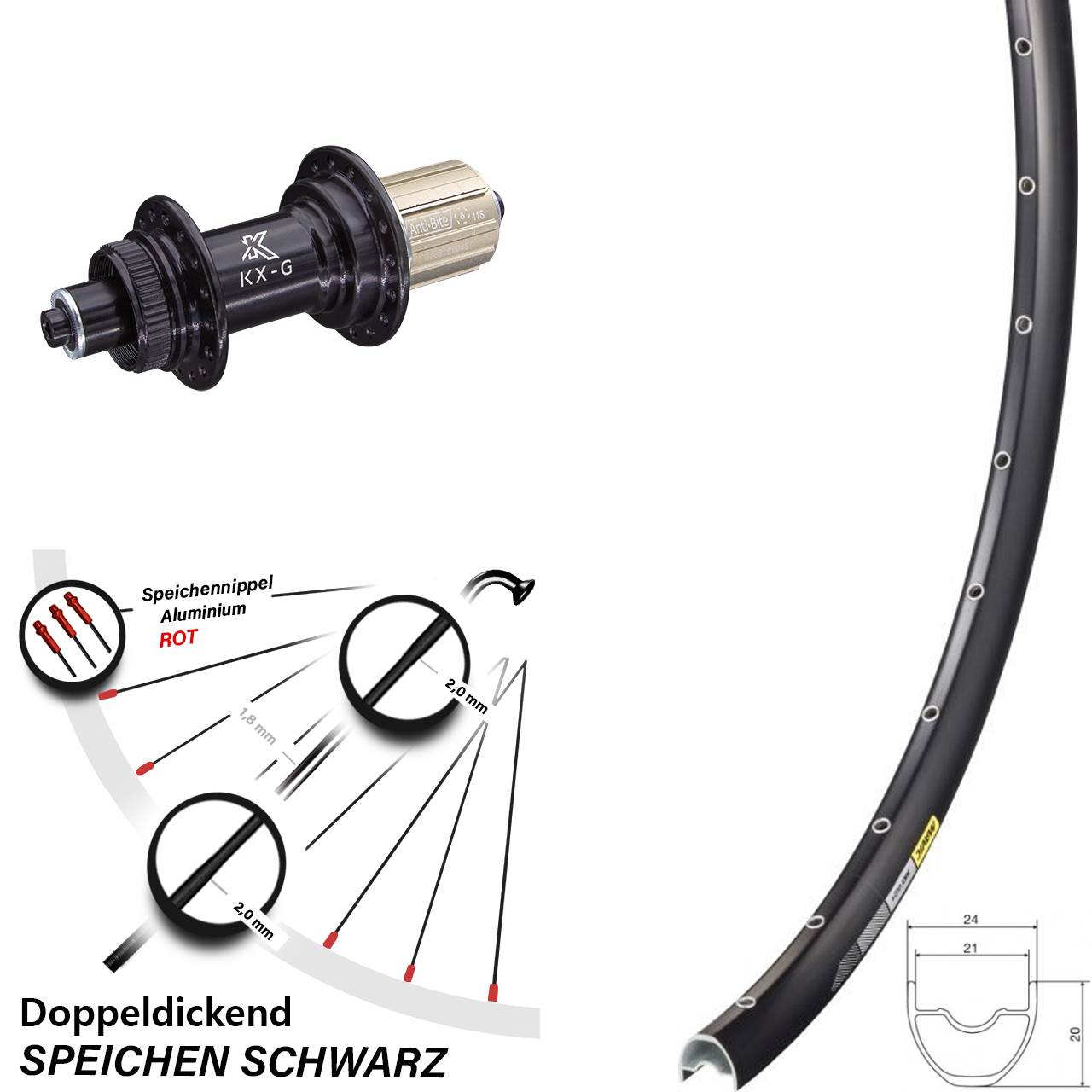 Centerlock Hinterrad 28 Zoll Mavic XC 621 KX-G 8-12 fach QR