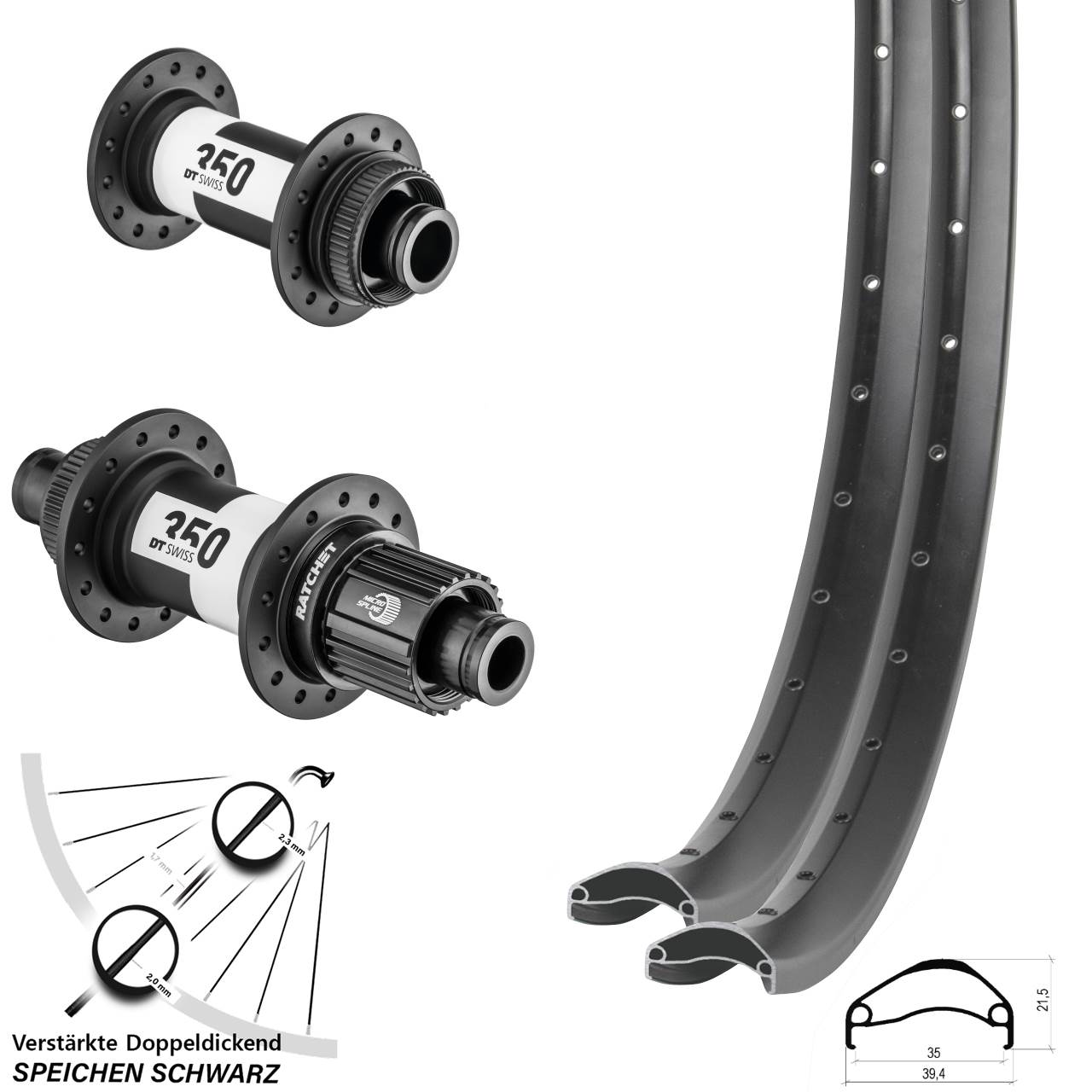 Disc Laufradsatz 15x100 12x142 29 Zoll Ambrosio E35 DT Swiss 350 Shimano Micro Spline