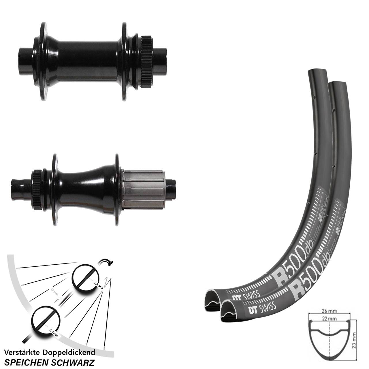 DT Swiss R500 Formula CL-142S CL-712 28-29 Zoll Disc Laufrad-Satz 12x100/142 8-11 fach