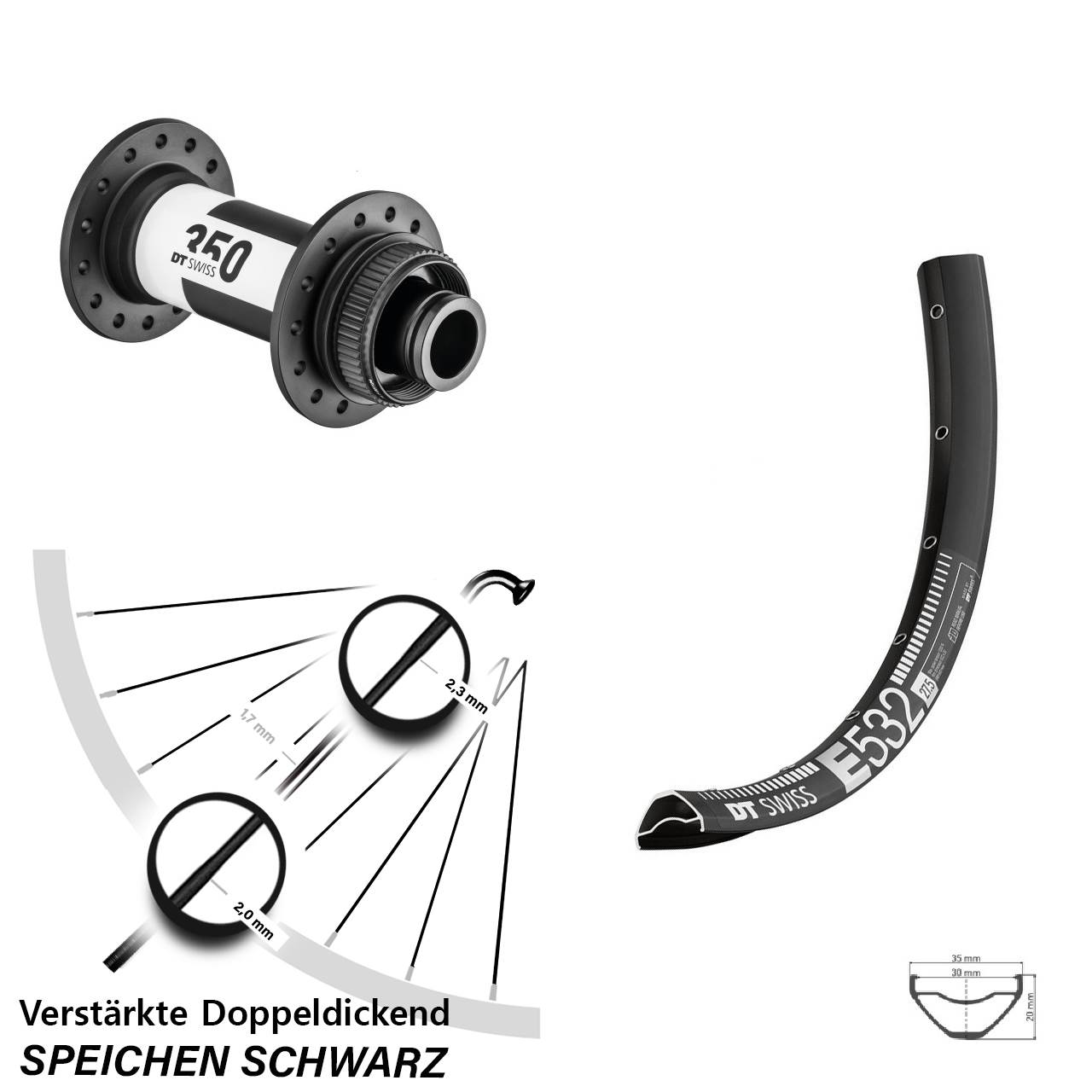 Disc Vorderrad 29 Zoll DT Swiss E532-350 15x110 Boost