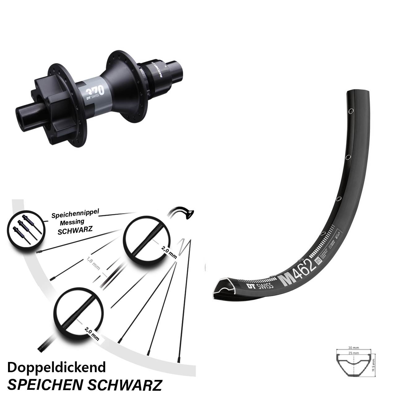 Disc Laufrad 27,5 Zoll DT Swiss M 462-370 SRAM XD 12x142