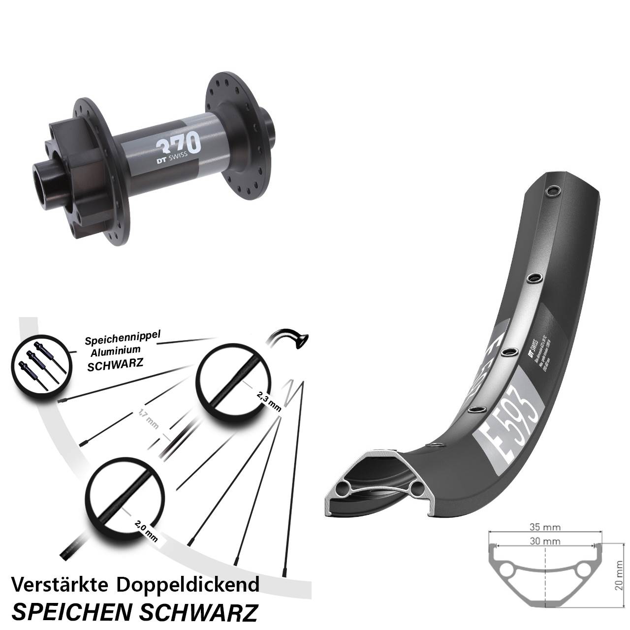 Disc Laufrad 650B DT Swiss E 593-370 15x110 Boost