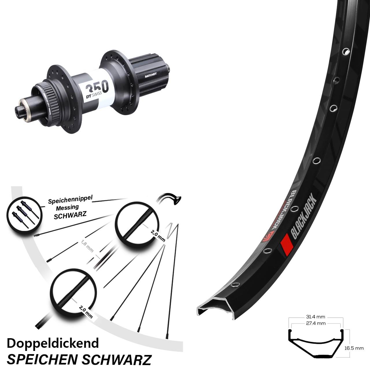 Boost Disc Laufrad QR 27,5 Zoll Rodi Ready 27 DT Swiss 350 8-11 fach