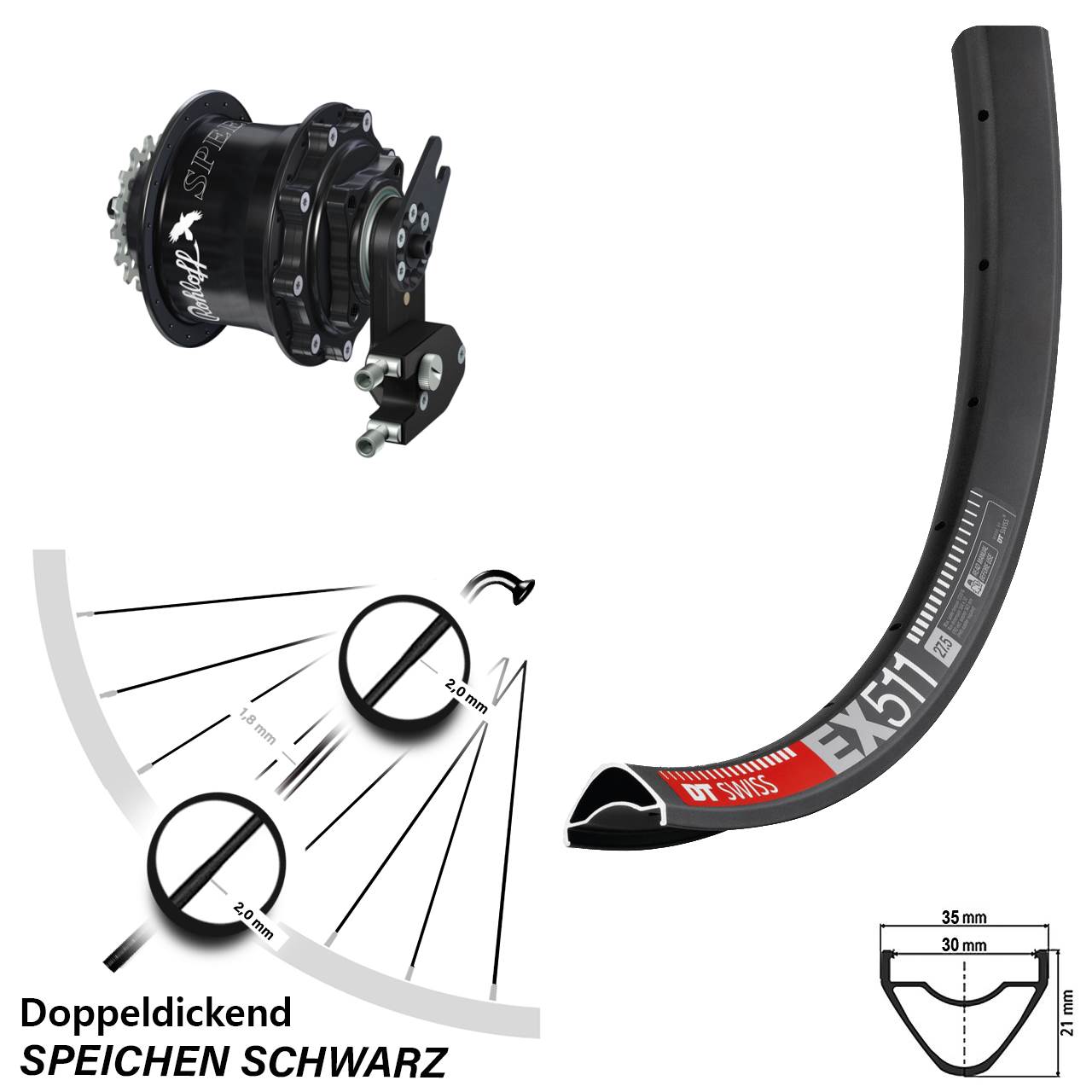 Rohloff Speedhub CC OEM2 DT Swiss EX 511 Hinteres Rad 29 Zoll