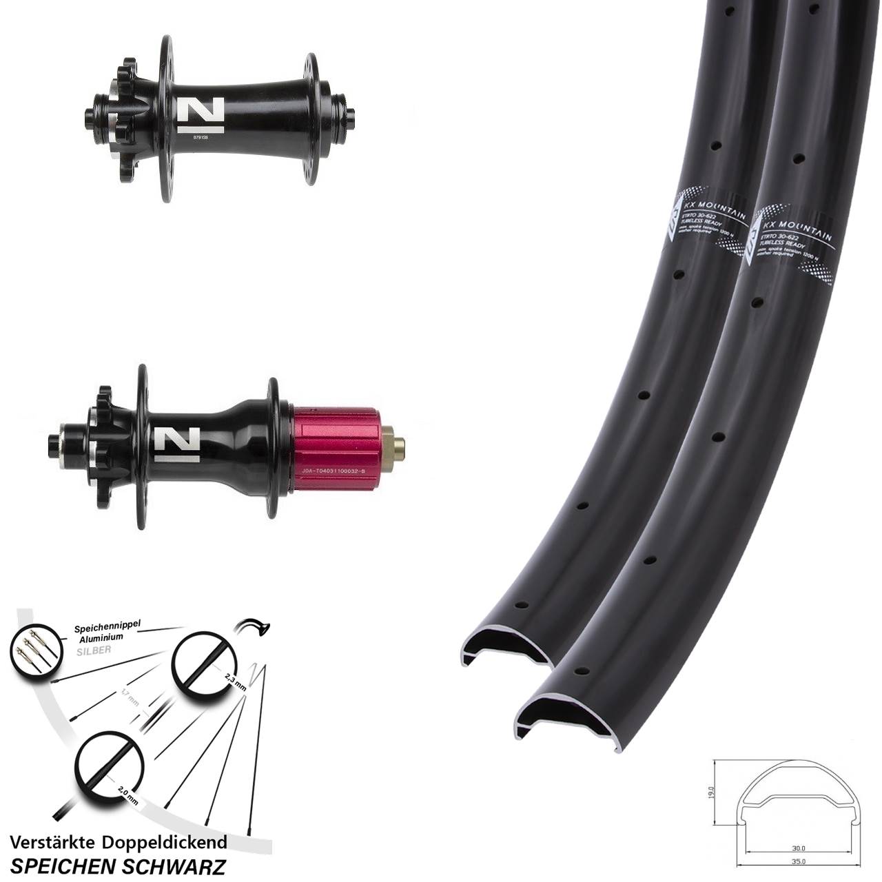 Laufradsatz für Schnellspanner 29 Zoll KX Mountain TR Novatec D791/Superlight 8-12 fach HG