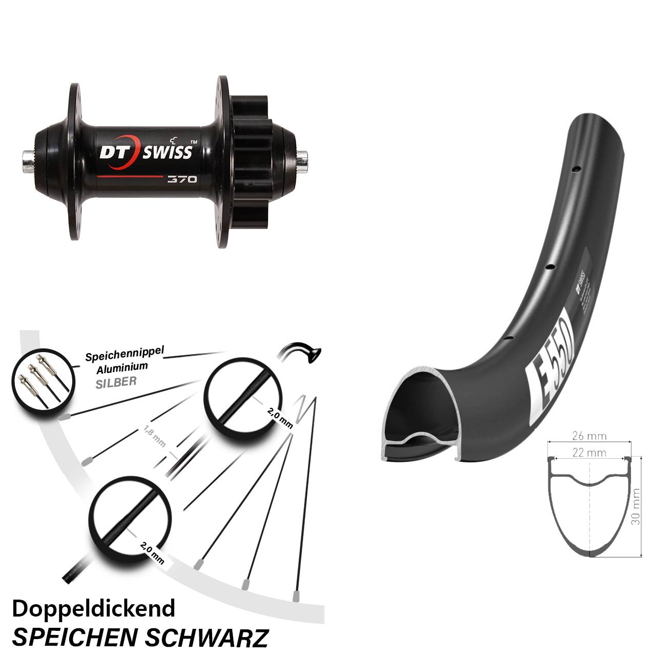 Disc Laufrad QR 28 Zoll DT Swiss E550-370