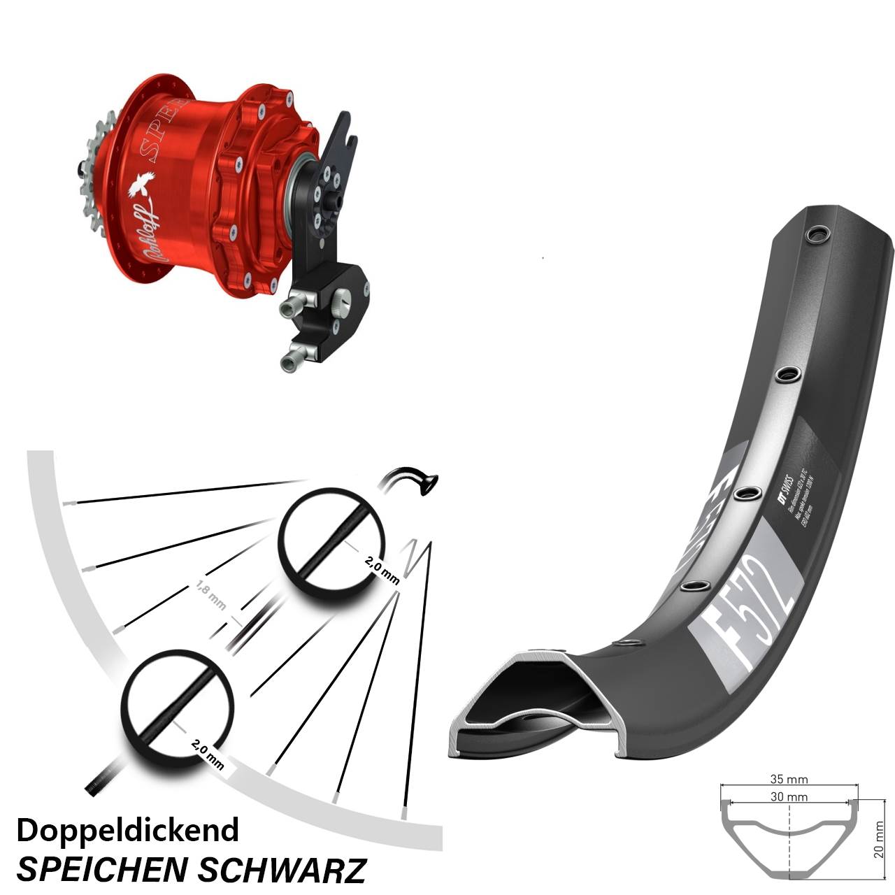 DT Swiss F 572 Rohloff Speedhub CC DB OEM2 Tandem rot 29 Zoll Disc Hinterrrad