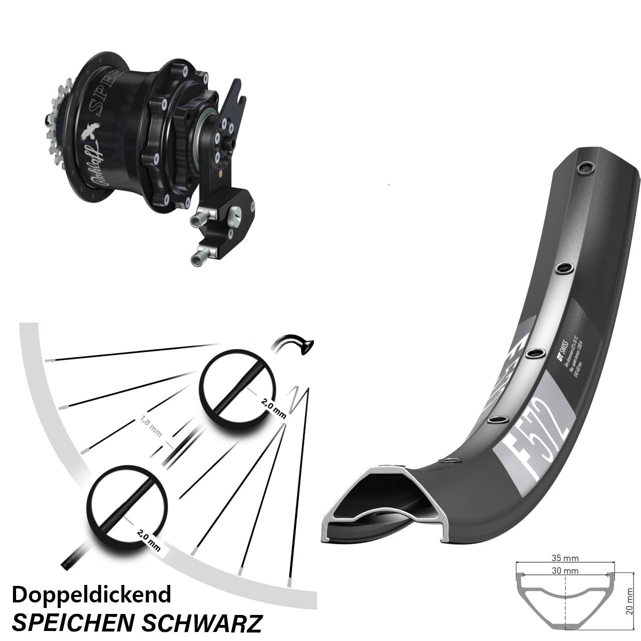DT Swiss F572 Rohloff Speedhub CC DB OEM2 Tandem 29 Zoll Disc Laufrad