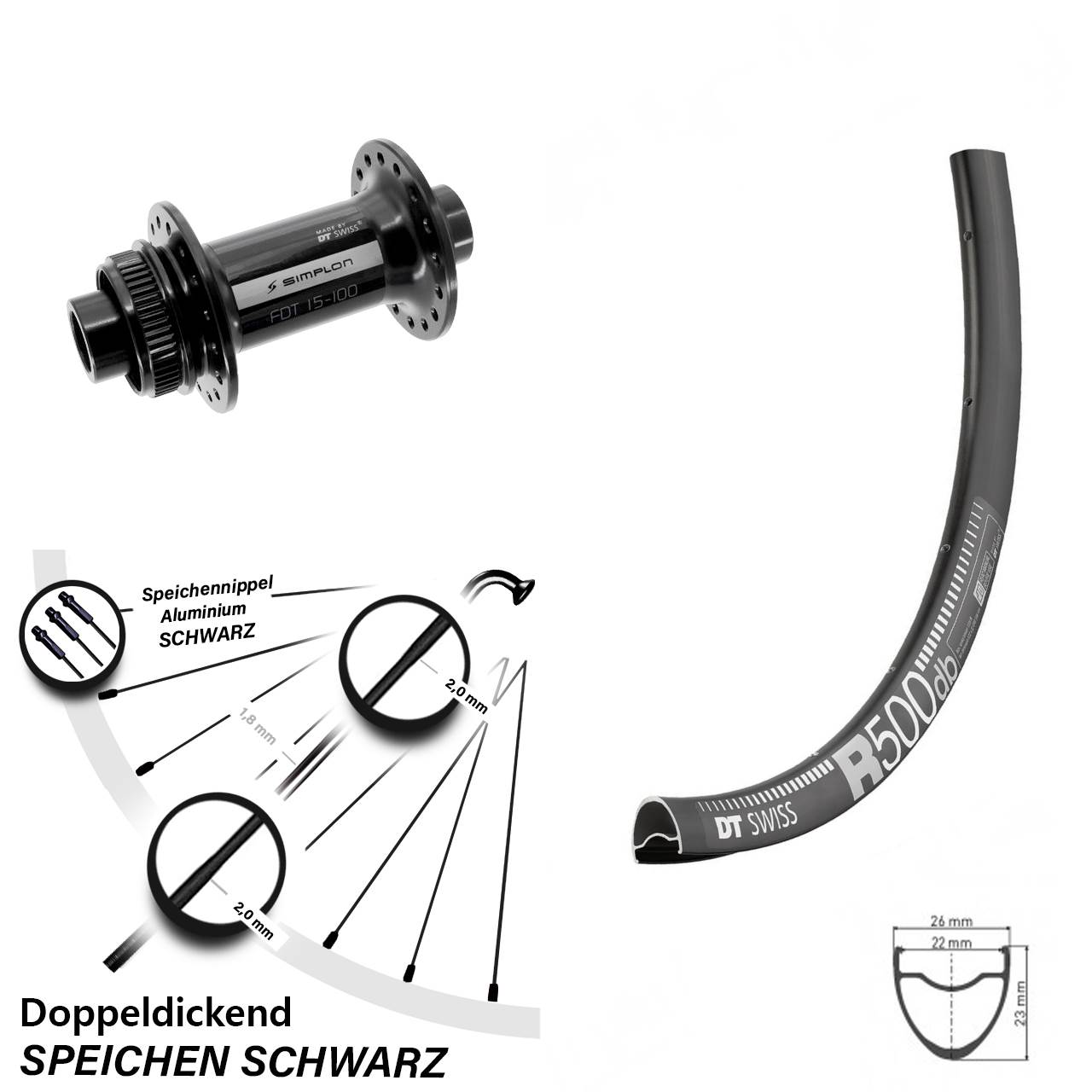DT Swiss R500-370 28 Zoll Vorderrad 12x100 Centerlock