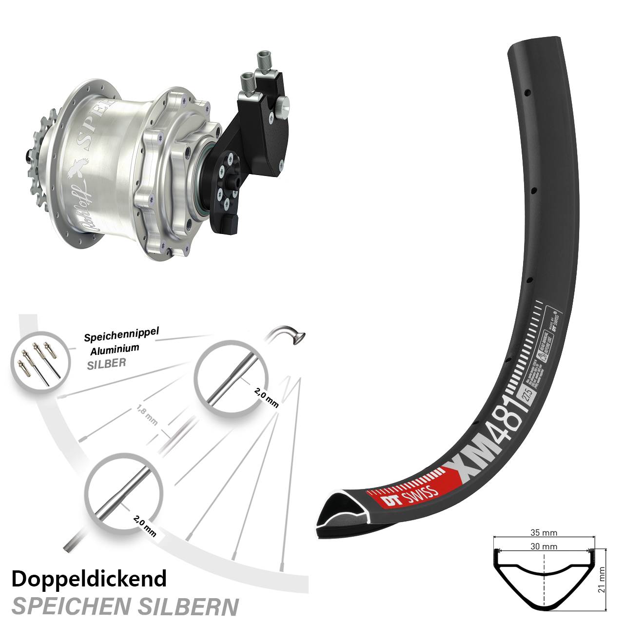 Disc Laufrad 27,5 Zoll DT Swiss XM 481 Rohloff Speedhub CC DB OEM