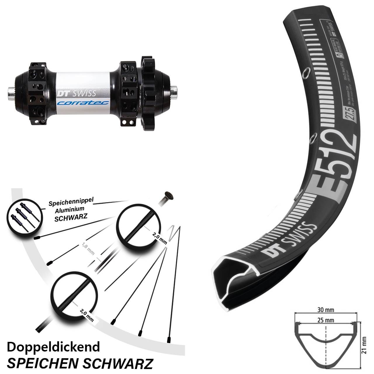 Vorderrad 29 Zoll DT Swiss E 512 und X-1900