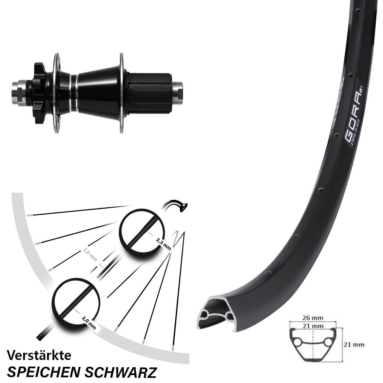 28-29 Zoll Gora 21 Formula GDC-1528 Disc Laufrad 12x142 8-11 fach