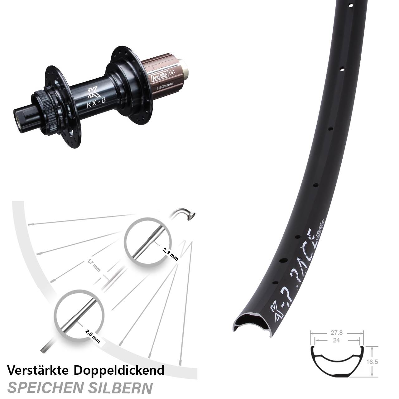Disc Hinterrad KX-R Race verstärkt 8-12 fach HG 12x148 Boost