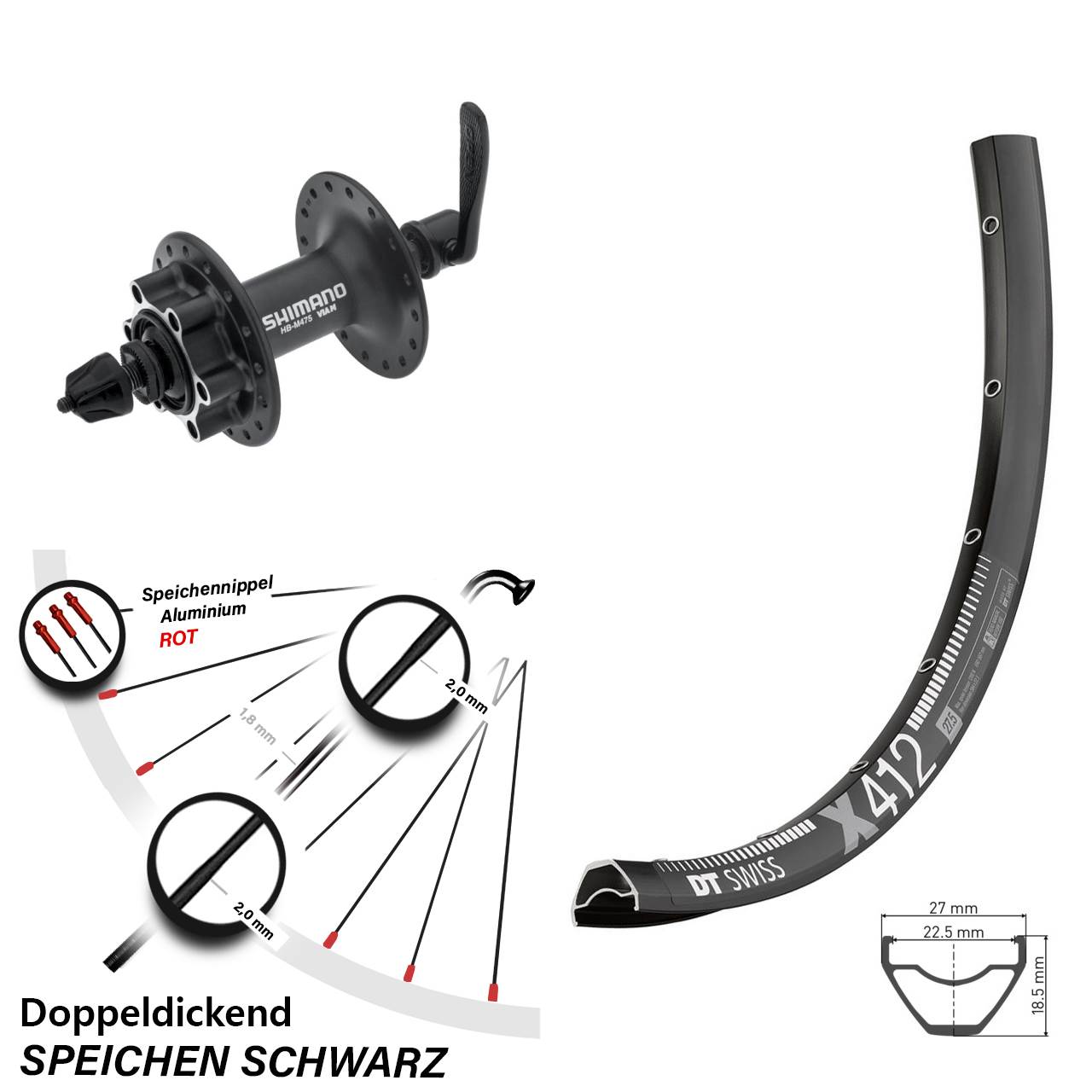 DT Swiss X412 Shimano Alivio 29 Zoll Disc Laufrad QR