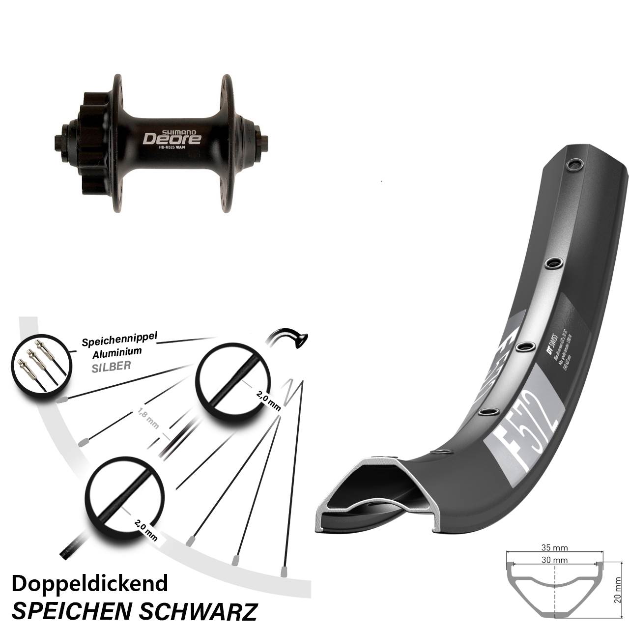 Disc Laufrad QR 29 Zoll DT Swiss F572 Shimano Deore