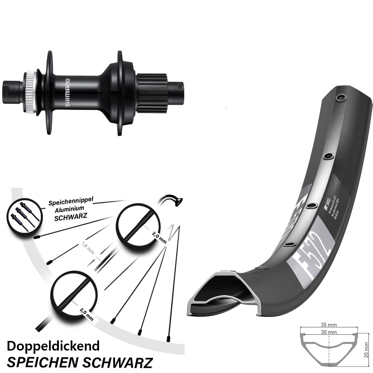 DT Swiss F572 Shimano FH-MT510-B 29 Zoll Centerlock Hinterrad 12x148 Micro Spline