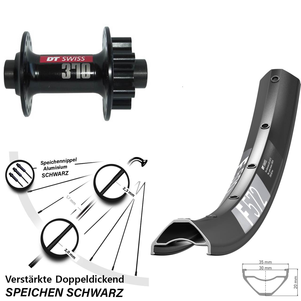 650B DT Swiss F 572-370 6-Loch Vorderrad 15x100