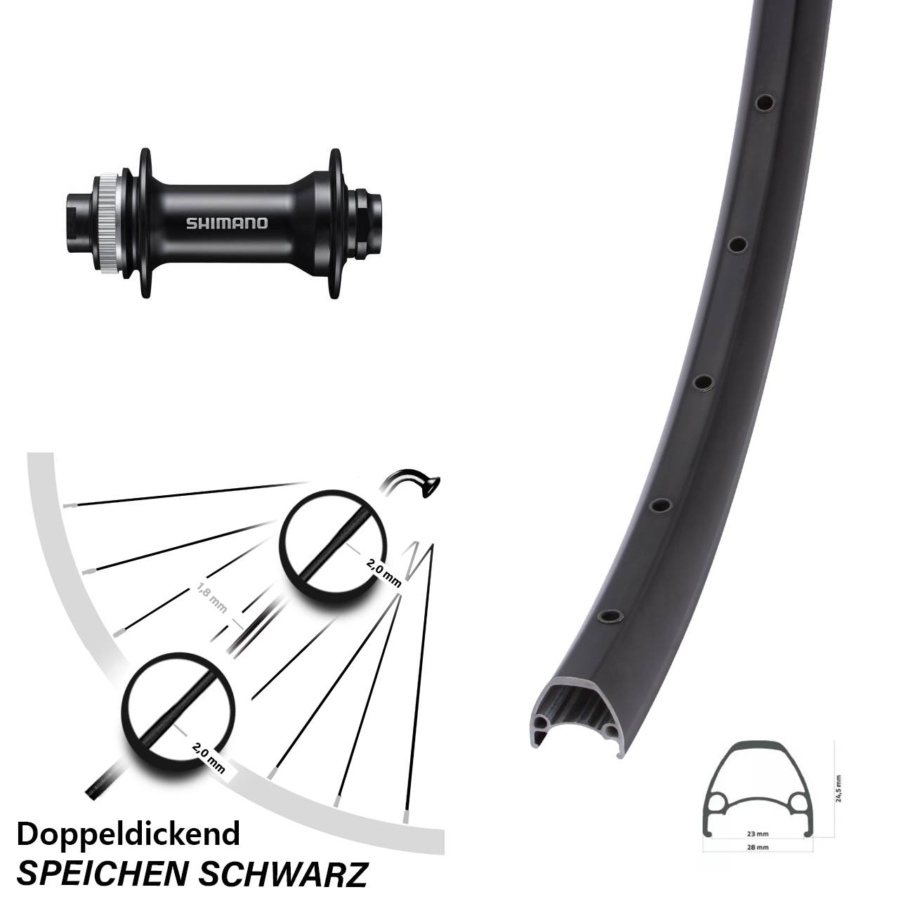 Centerlock Vorderrad 28-29 Zoll Ambrosio Sport Shimano HB-MT400 15x100