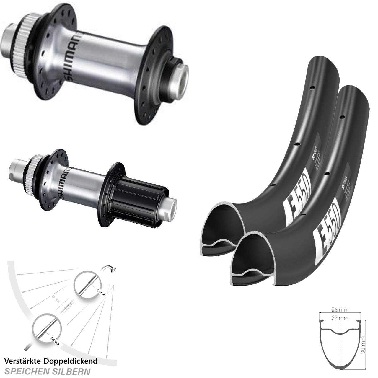 Centerlock Laufradsatz 28 Zoll DT Swiss E550 Shimano GRX RS770 8-12 fach HG 12x100/142
