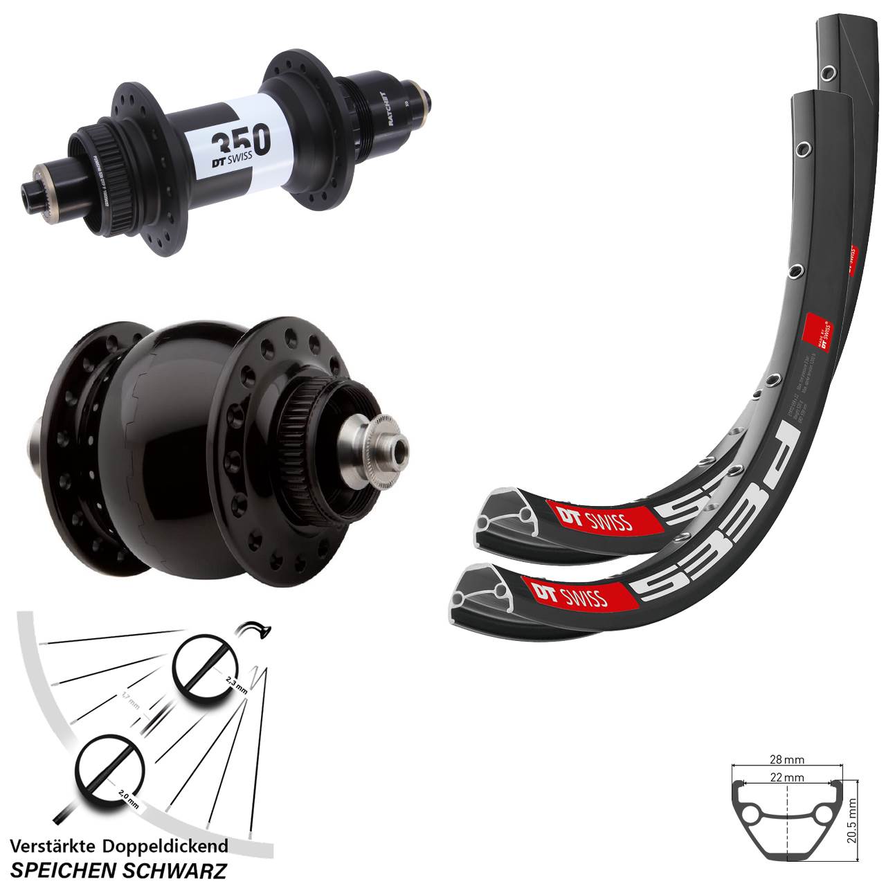 DT Swiss 533 D DT Swiss 350 SON 28 650B Disc Laufradsatz für Schnellspanner XD 11-12 fach