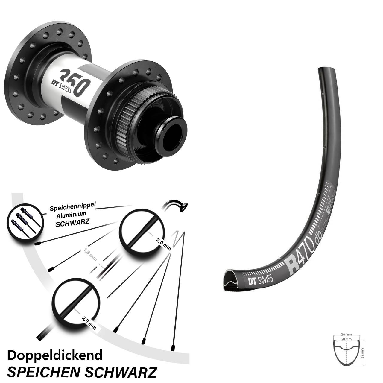 Vorderrad 28 Zoll R 470 DT Swiss 350 Centerlock Steckachse 12x100 mm
