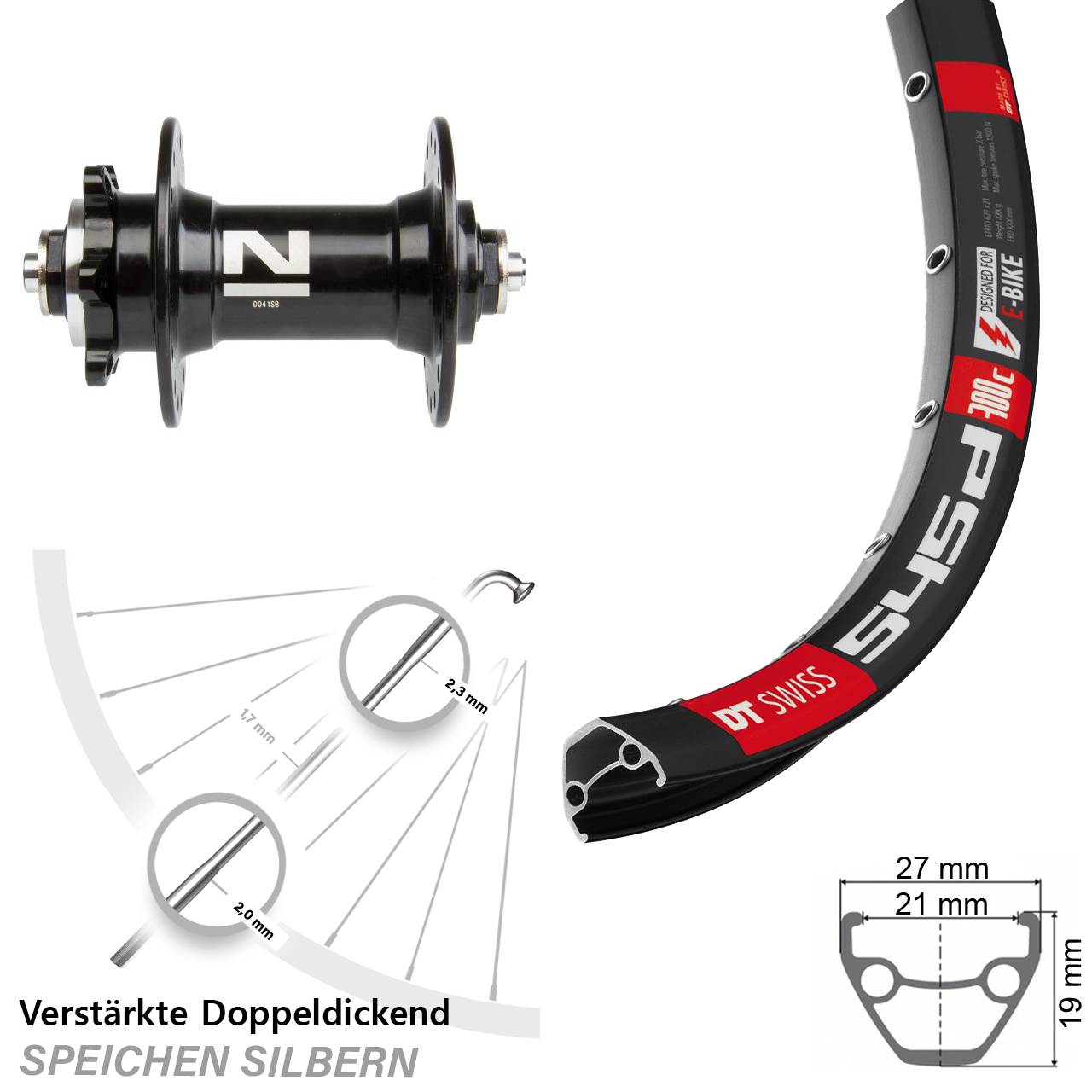 26 Zoll DT Swiss 545 Novatec D-041 6-Loch Vorderrad QR