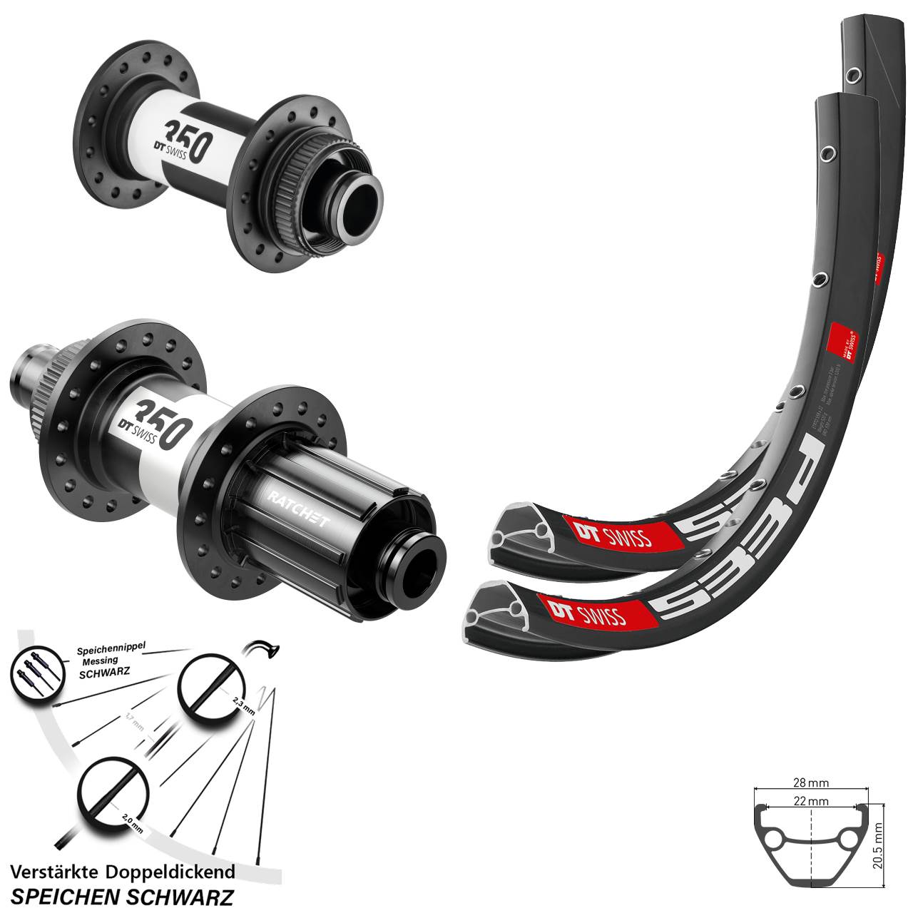 650B DT Swiss 533 D-350 Disc Laufradsatz 15x100 12x142 8-11 fach HG