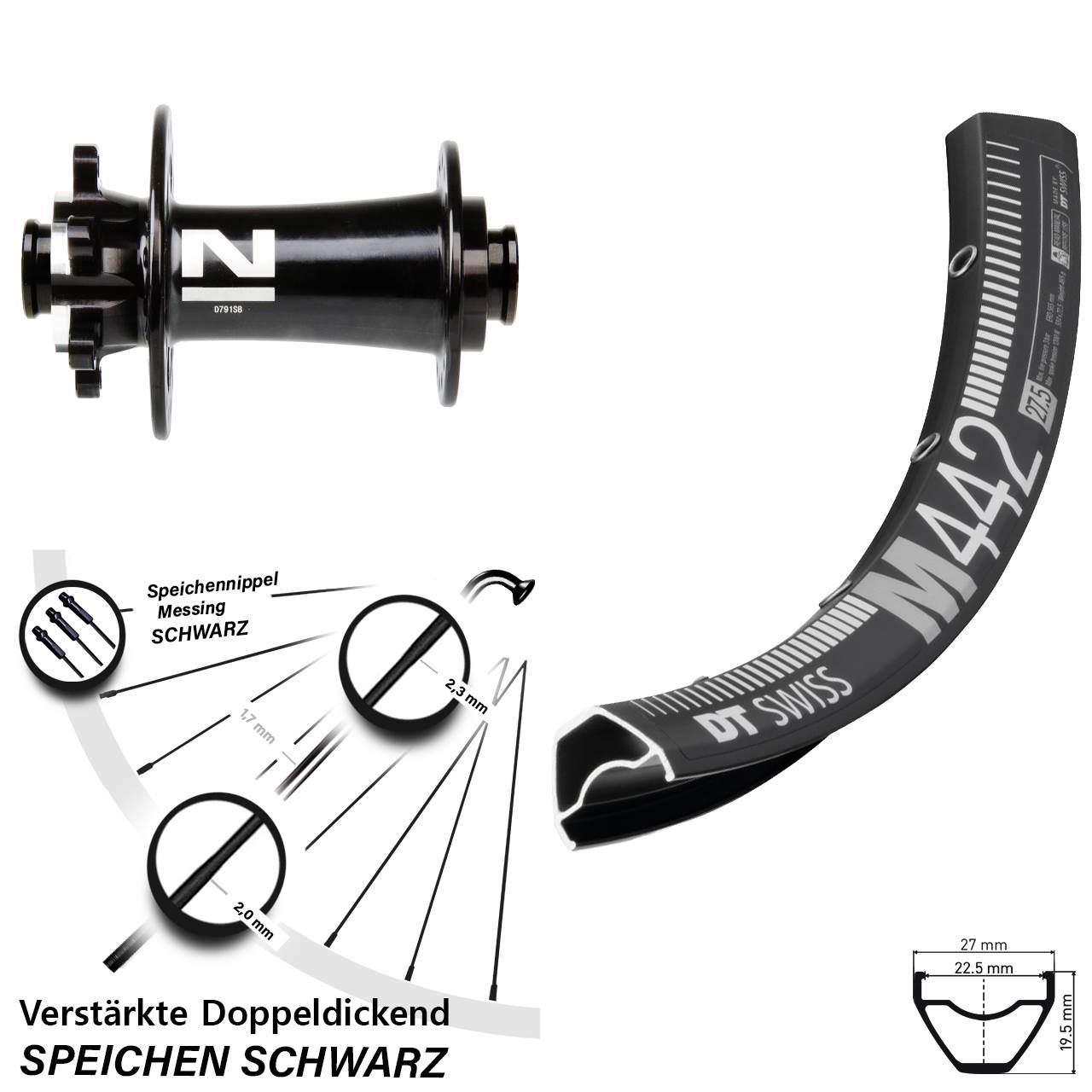 DT Swiss M442 Novatec D791 29 Zoll 6-Loch Vorderrad 15x100