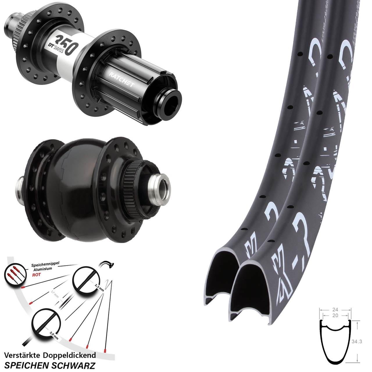 Centerlock Laufradsatz 28 Zoll KX-R Road DT Swiss 350 SON delux 11-12 fach HG 12x100/142