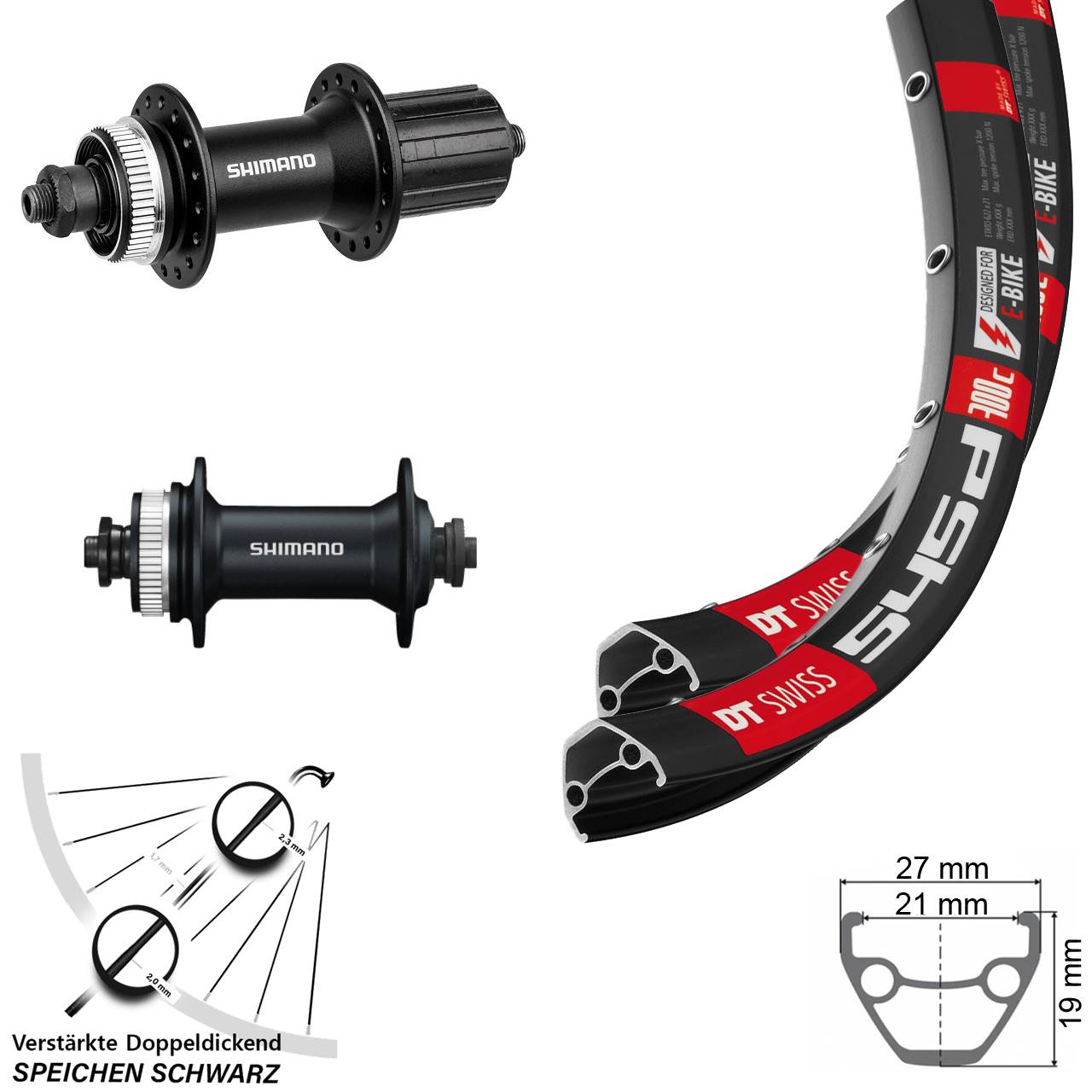Disc Laufradsatz QR 28 Zoll DT Swiss 545 Shimano HB-M4050 FH-M4050 8-11 fach