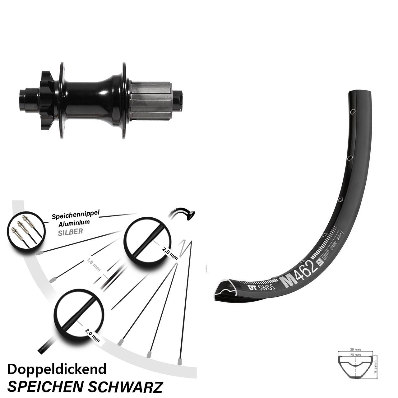 29 Zoll Hinterrad DT Swiss M 462 mit Formula DHG-142 Steckachse