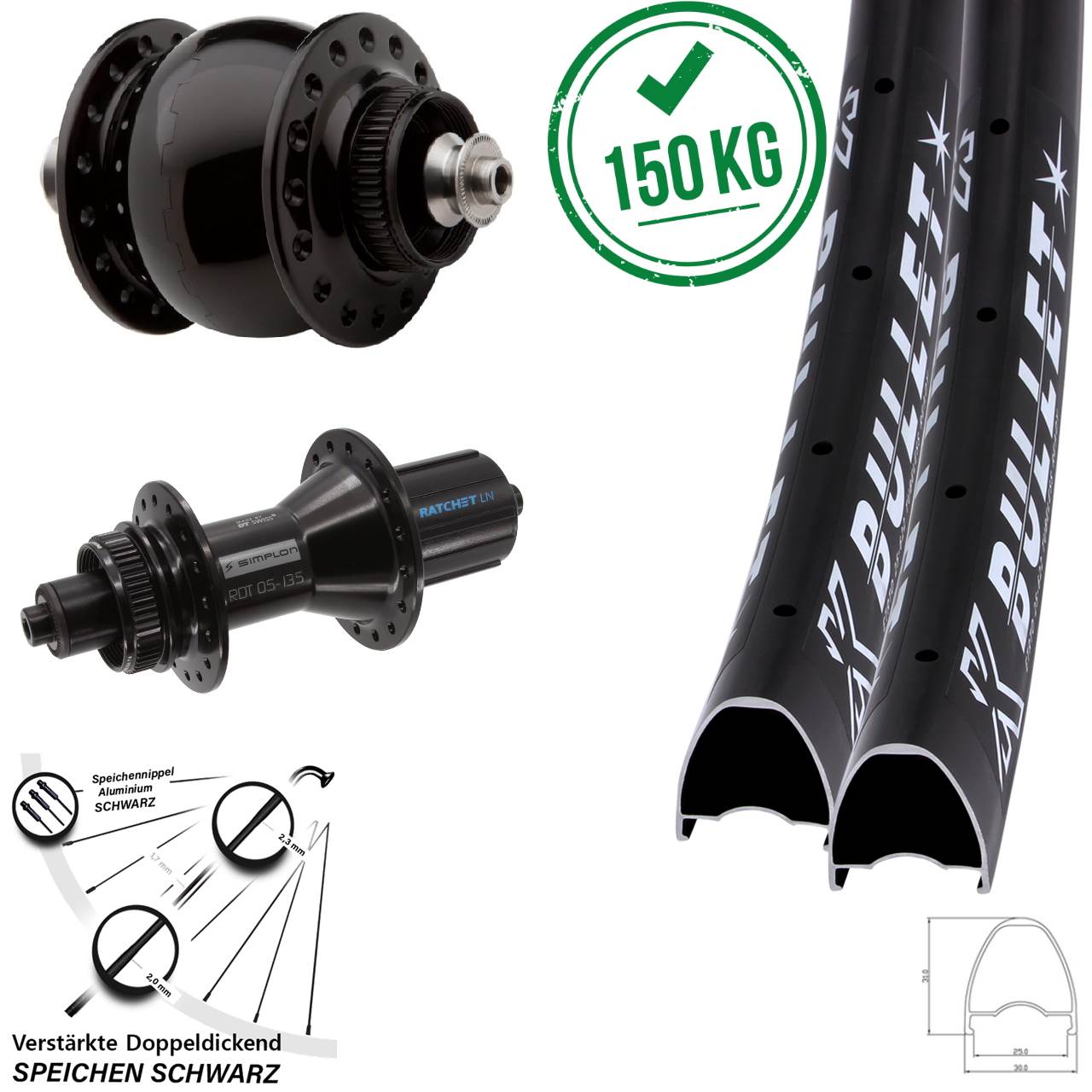 29 Zoll KX Bullet OS DT Swiss 370 Hybrid SONdelux Laufradsatz Centerlock QR 8-11 fach HG