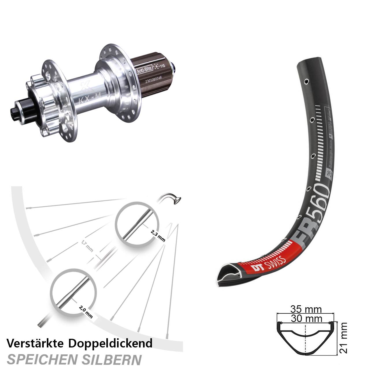 Disc Laufrad QR 26 Zoll DT Swiss FR560 KX-M 8-12 fach HG