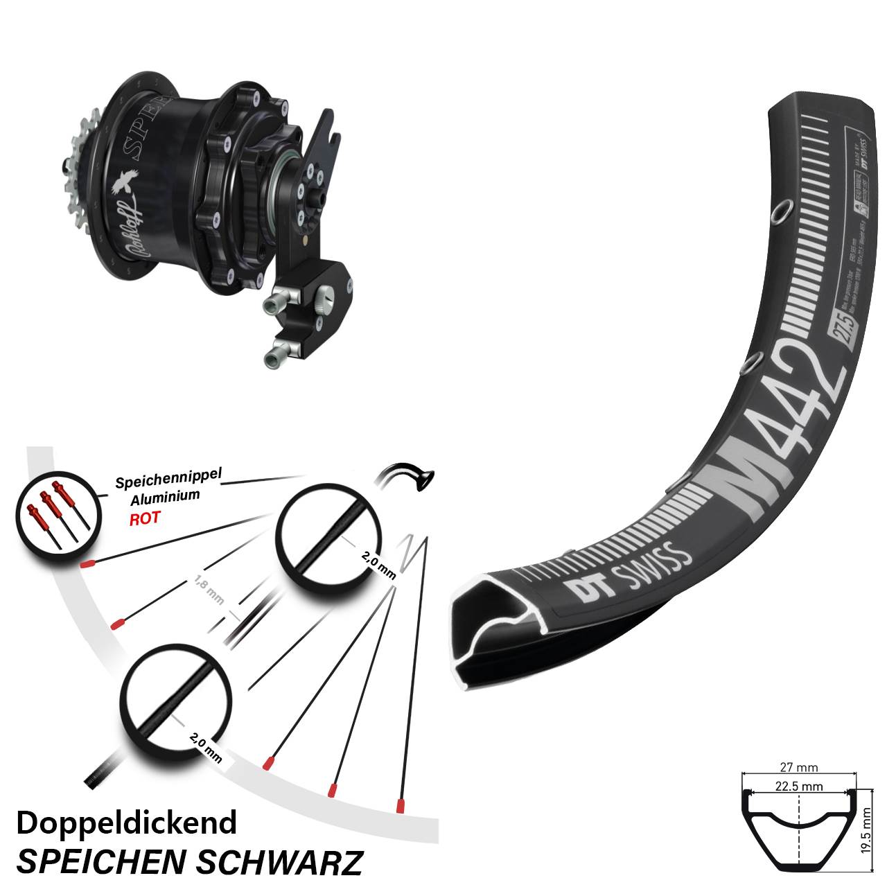 DT Swiss M442 Rohloff Speedhub CC DB OEM2 Tandem 28 Zoll Disc Hinterrrad