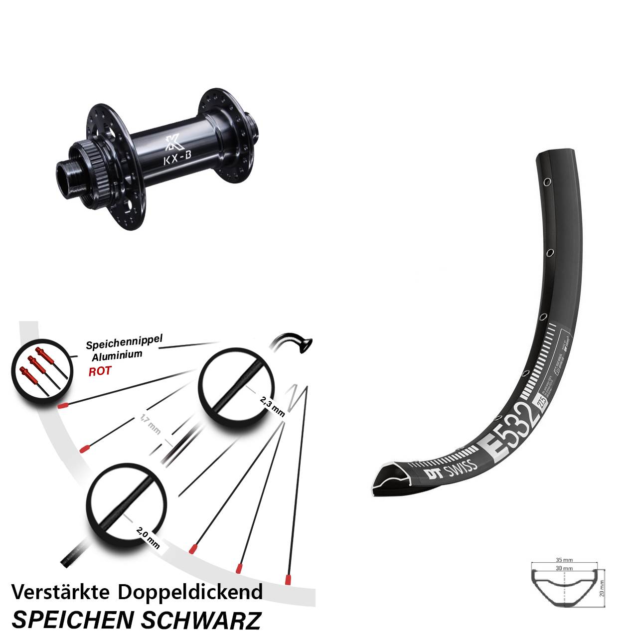 Disc Laufrad 27,5 Zoll DT Swiss E532 KX-B 15x110 Boost