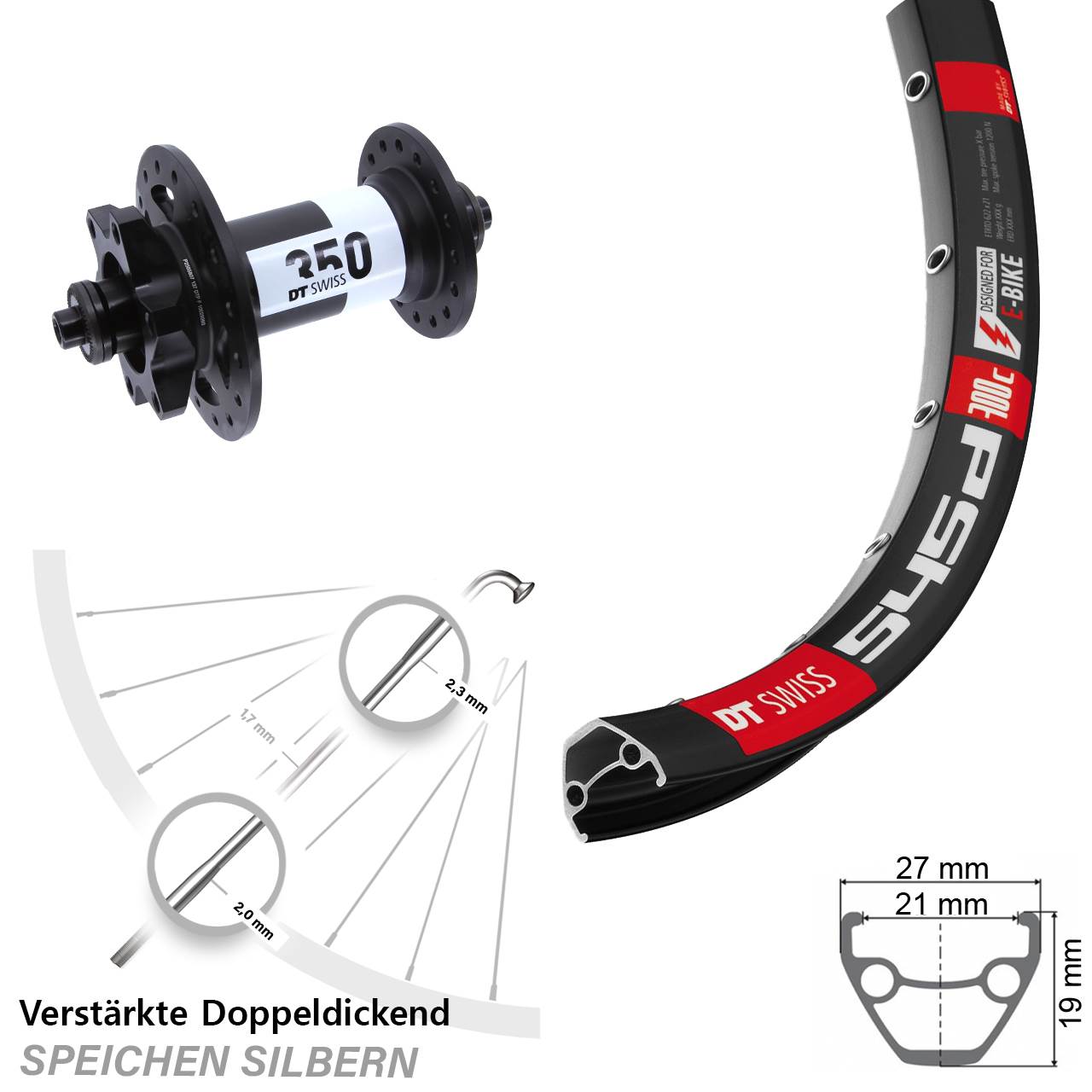 6-Loch Vorderrad QR 28 Zoll DT Swiss 545-350