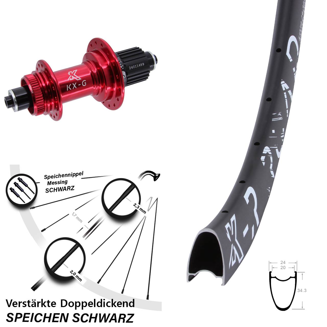 28-29 Zoll KX-GR Road rot Disc Hinterrad QR Shimano Micro Spline