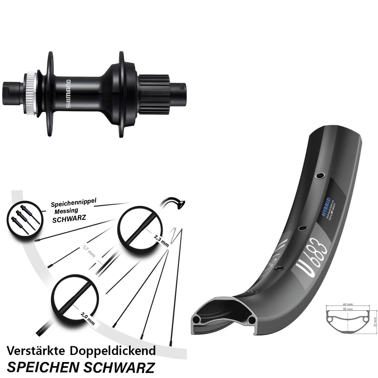 Disc Hinterrad 27,5 Zoll DT Swiss U683 Shimano FH-MT510-B Micro Spline 12x148