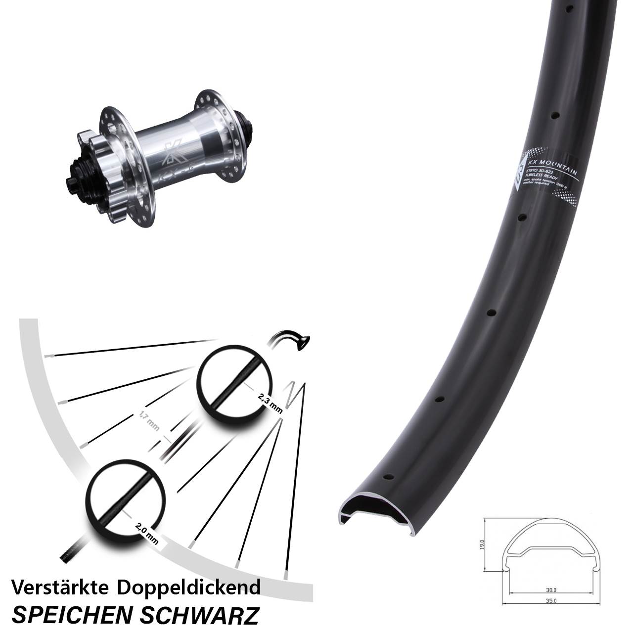 Disc Vorderrad 29 Zoll KX Mountain TR verstärkt QR