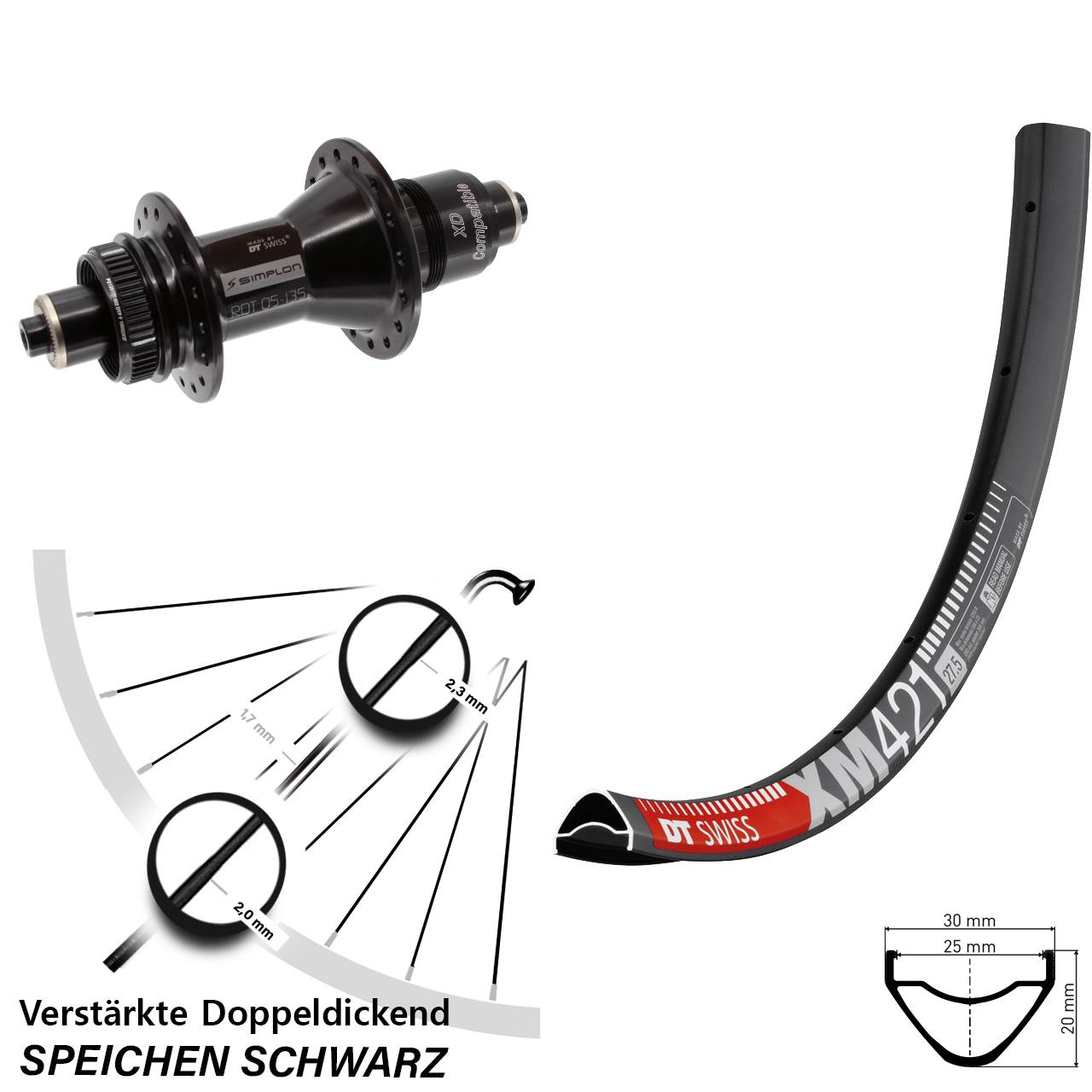 DT Swiss XM 421-370 29 Zoll Centerlock Hinterrad QR XD