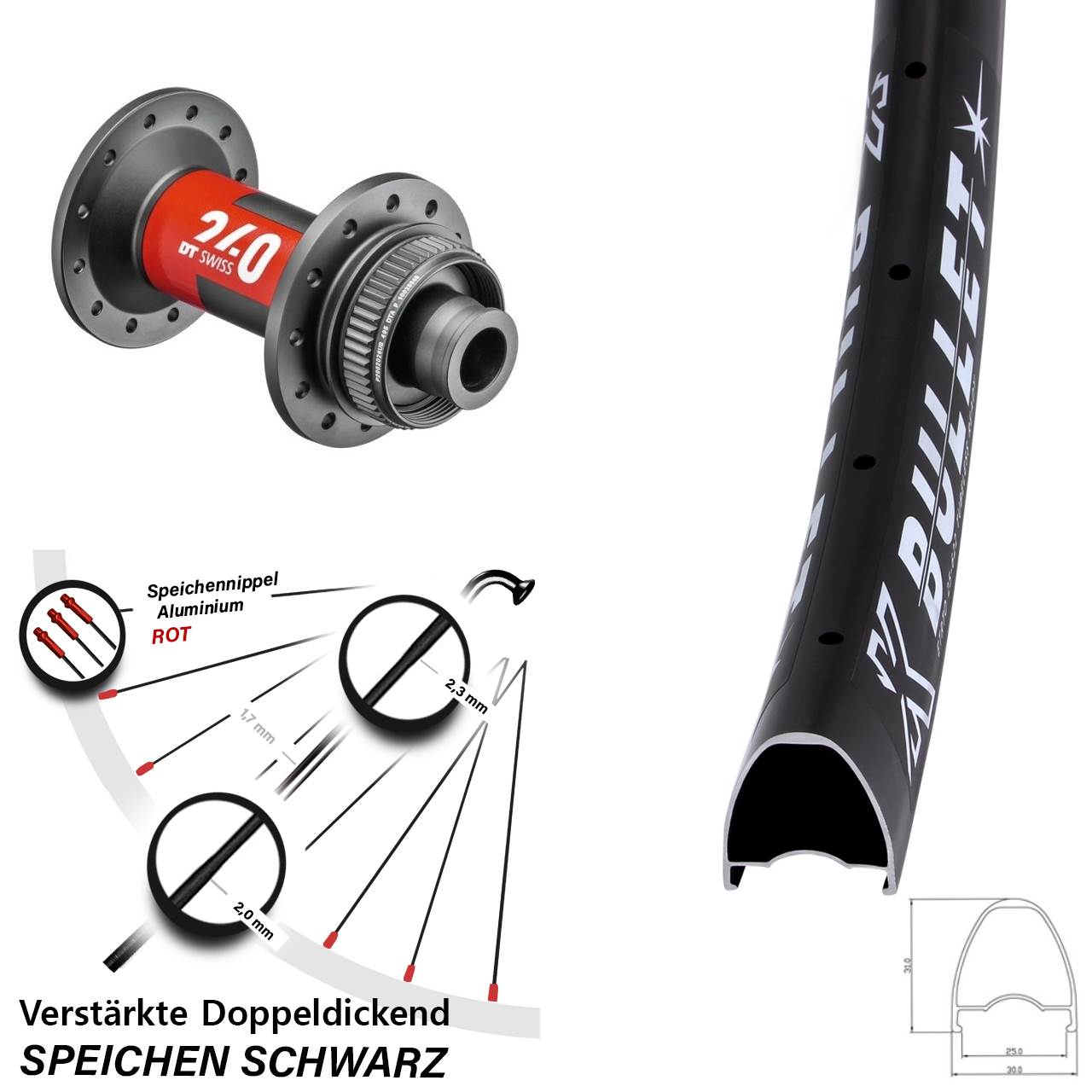 KX Bullet DT Swiss 240 29 Zoll Centerlock Vorderrad 12x100