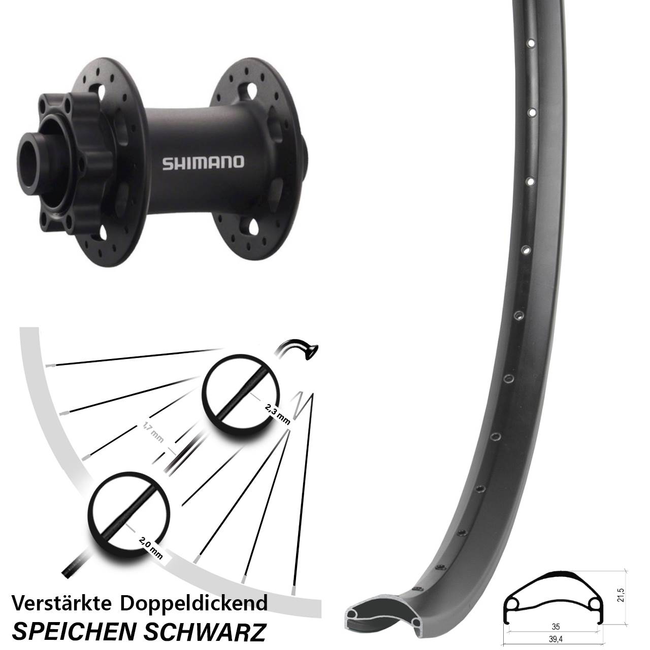 29 Zoll Ambrosio E35 Shimano Deore XT Disc Vorderrad 15x100